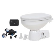 JABSCO Судовой электрический туалет Quiet Flush E2 Raw Water Toilet Regular Bowl — Soft Close Lid