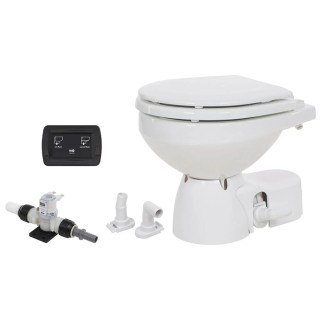 JABSCO Судовой электрический туалет Quiet Flush E2 Fresh Water Toilet Compact Bowl — Soft Close Lid JABSCO Судовой электрический туалет Quiet Flush E2 Fresh Water Toilet Compact Bowl — Soft Close Lid