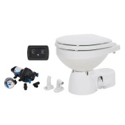 JABSCO Судовой электрический туалет Quiet Flush E2 Raw Water Toilet Compact Bowl — Soft Close Lid