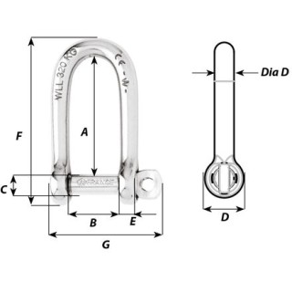 WICHARD MARINE Такелажная скоба Self–locking Long D Shackle WICHARD MARINE Такелажная скоба Self–locking Long D Shackle