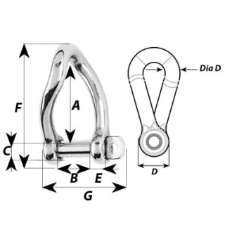 WICHARD MARINE Такелажная скоба Self–locking Twisted Shackle WICHARD MARINE Такелажная скоба Self–locking Twisted Shackle