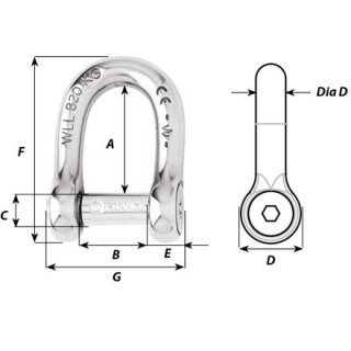 WICHARD MARINE Такелажная скоба Self-locking Allen Head Pin D Shackle WICHARD MARINE Такелажная скоба Self-locking Allen Head Pin D Shackle