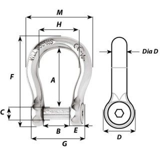 WICHARD MARINE Такелажная скоба Self-locking Allen Head Pin Bow Shackle WICHARD MARINE Такелажная скоба Self-locking Allen Head Pin Bow Shackle