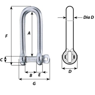 WICHARD MARINE Такелажная скоба Captive Pin Long D Shackle WICHARD MARINE Такелажная скоба Captive Pin Long D Shackle