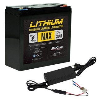 MARCUM TECHNOLOGIES Батарея и зарядное устройство Lithium 12 V 30 Ah LIFEPO4 Max Battery and 6 Amp Charger Kit MARCUM TECHNOLOGIES Батарея и зарядное устройство Lithium 12 V 30 Ah LIFEPO4 Max Battery and 6 Amp Charger Kit