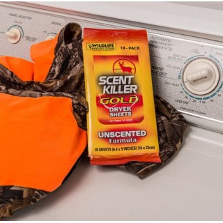 WILDLIFE RESEARCH CENTER Салфетки для сушки белья Scent Killer Gold Dryer Sheets WILDLIFE RESEARCH CENTER Салфетки для сушки белья Scent Killer Gold Dryer Sheets