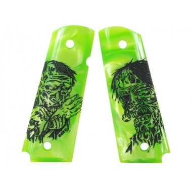 HOGUE Накладки на рукоять пистолета 1911 Poly Ambi Safety Cut- Zombie Green/Ivory