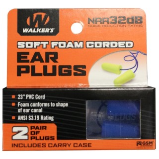 WALKER'S 2 пары синих пенопластовых берушей на шнурке в пластиковом футляре 2 Pairs Blue Corded Foam Plug With Plastic Case WALKER'S 2 пары синих пенопластовых берушей на шнурке в пластиковом футляре 2 Pairs Blue Corded Foam Plug With Plastic Case