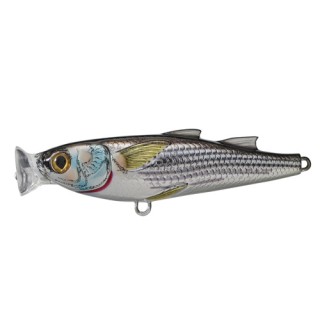 LIVETARGET LURES Mullet Popper,silver/black,#4 LIVETARGET LURES Mullet Popper,silver/black,#4
