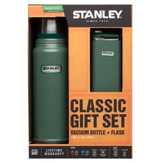 STANLEY Classic вакуумная бутылка (1 л) + фляга (230 мл) подарочный набор (зеленый)