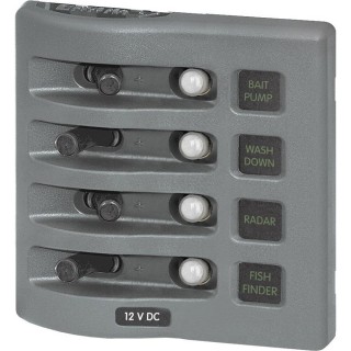 BLUE SEA SYSTEMS Blue Sea 4374 WeatherDeck Water Resistant Circuit Breaker Panel - 4 Position - Grey BLUE SEA SYSTEMS Blue Sea 4374 WeatherDeck Water Resistant Circuit Breaker Panel - 4 Position - Grey