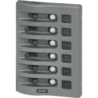 BLUE SEA SYSTEMS Blue Sea 4376 WeatherDeck Water Resistant Circuit Breaker Panel - 6 Position - Grey BLUE SEA SYSTEMS Blue Sea 4376 WeatherDeck Water Resistant Circuit Breaker Panel - 6 Position - Grey