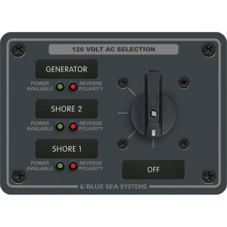 BLUE SEA SYSTEMS Blue Sea 8366 AC Rotary Switch Panel 30 Ampere 3 Positions + OFF, 2 Pole BLUE SEA SYSTEMS Blue Sea 8366 AC Rotary Switch Panel 30 Ampere 3 Positions + OFF, 2 Pole