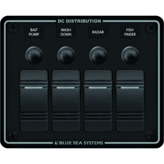 BLUE SEA SYSTEMS Blue Sea 8372 Water Resistant 4 Position - Black - Horizontal Mount Panel BLUE SEA SYSTEMS Blue Sea 8372 Water Resistant 4 Position - Black - Horizontal Mount Panel