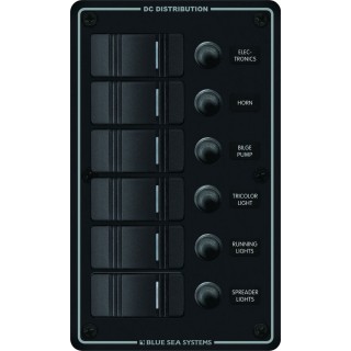BLUE SEA SYSTEMS Blue Sea 8373 Water Resistant 6 Position - Black - Vertical Mount Panel BLUE SEA SYSTEMS Blue Sea 8373 Water Resistant 6 Position - Black - Vertical Mount Panel