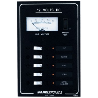 Paneltronics Standard DC 5 Position Breaker Panel & Meter w/LEDs Paneltronics Standard DC 5 Position Breaker Panel & Meter w/LEDs