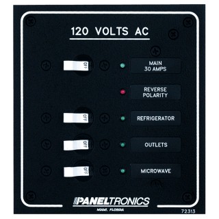 Paneltronics Standard AC 3 Position Breaker Panel & Main w/LEDs Paneltronics Standard AC 3 Position Breaker Panel & Main w/LEDs