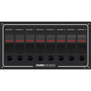 Paneltronics Waterproof DC 8 Position Lighted Rocker & CB Paneltronics Waterproof DC 8 Position Lighted Rocker & CB