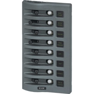 BLUE SEA SYSTEMS Blue Sea 4378 WeatherDeck Water Resistant Circuit Breaker Panel - 8 Position - Grey BLUE SEA SYSTEMS Blue Sea 4378 WeatherDeck Water Resistant Circuit Breaker Panel - 8 Position - Grey