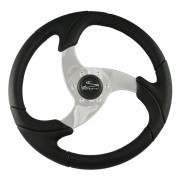 SCHMITT & ONGARO MARINE Ongaro Folletto 14.2" Black Poly Steering Wheel w/ Polished Spokes and Black Cap - Fits 3/4" Tapered Shaft Helm