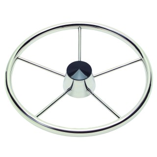 SCHMITT & ONGARO MARINE Ongaro 170 13.5" Stainless 5-Spoke Destroyer Wheel w/ Black Cap and Standard Rim - Fits 3/4" Tapered Shaft Helm SCHMITT & ONGARO MARINE Ongaro 170 13.5" Stainless 5-Spoke Destroyer Wheel w/ Black Cap and Standard Rim - Fits 3/4" Tapered Shaft Helm