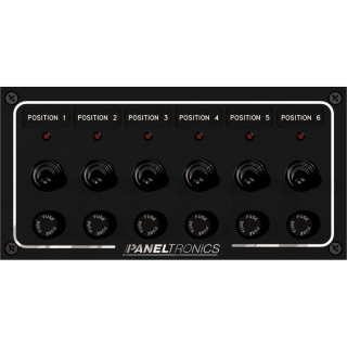 Paneltronics Waterproof Panel - DC 6-Position Toggle Switch & Fuse w/LEDs Paneltronics Waterproof Panel - DC 6-Position Toggle Switch & Fuse w/LEDs