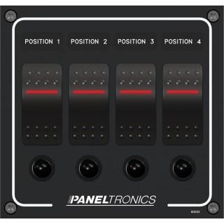 Paneltronics Waterproof Panel - DC 4-Position Illuminated Rocker Switch & Circuit Breaker Paneltronics Waterproof Panel - DC 4-Position Illuminated Rocker Switch & Circuit Breaker