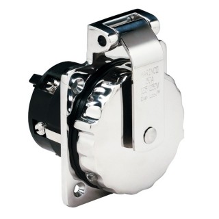 Marinco 6373EL 50Amp 125/250V Stainless Steel Inlet w/o Rear Safety Enclosure Marinco 6373EL 50Amp 125/250V Stainless Steel Inlet w/o Rear Safety Enclosure