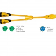 Marinco Y504-2-503 EEL (2)50A-125V Female to (1)50A-125/250V Male "Y" Adapter - Yellow