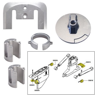 Tecnoseal Anode Kit w/Hardware - Mercury Bravo 1 - Zinc Tecnoseal Anode Kit w/Hardware - Mercury Bravo 1 - Zinc