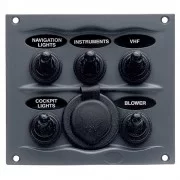 Marinco Waterproof Panel - 5 Switches - Grey