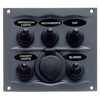 Marinco Waterproof Panel - 5 Switches - Grey Marinco Waterproof Panel - 5 Switches - Grey