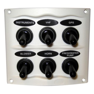 Marinco Waterproof Panel - 6 Switches - White Marinco Waterproof Panel - 6 Switches - White