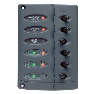 Marinco Contour Switch Panel - Waterproof 6 Way w/PTC Fusing Marinco Contour Switch Panel - Waterproof 6 Way w/PTC Fusing