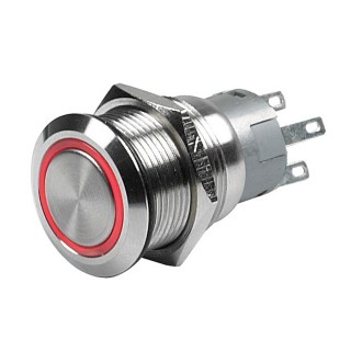 Marinco Push Button Switch - 12V Latching On/Off - Red LED Marinco Push Button Switch - 12V Latching On/Off - Red LED