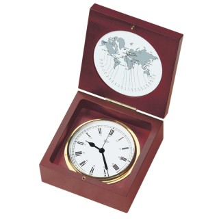 BARIGO Quartz Ship Clock in a Box - Brass & Mahogany - 4" Dial BARIGO Quartz Ship Clock in a Box - Brass & Mahogany - 4" Dial