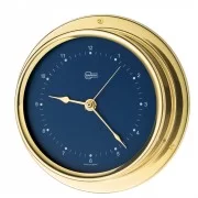 BARIGO Regatta Series Quartz Ship's Clock - Brass Housing - Blue 4" Dial