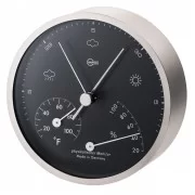 BARIGO Pentable Series Barometer / Thermometer / Hygrometer - Wall Plated Nickel Housing - 4" Black Dial