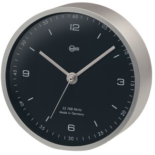 BARIGO Pentable Series Quartz Clock - Wall Plated Nickel Housing - 4" Black Dial BARIGO Pentable Series Quartz Clock - Wall Plated Nickel Housing - 4" Black Dial
