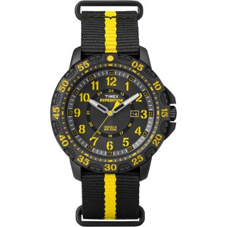 Timex Expedition Gallatin Watch - Black Slip-Thru Strap/Yellow Accents