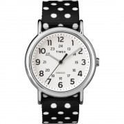 Timex Weekender Black/White Polkadot Print Reverse To Solid Color Watch - 38mm