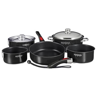 Magma "Nesting" 10-Piece Induction Compatible Cookware - Jet Black Exterior & Slate Black Ceramica Non-Stick Interior Magma "Nesting" 10-Piece Induction Compatible Cookware - Jet Black Exterior & Slate Black Ceramica Non-Stick Interior