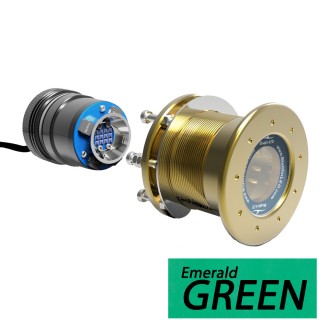 Bluefin LED Mako M12 - 24V Through Hull Underwater Light 6100 Lumens Interchangeable Flush Mount - Emerald Green