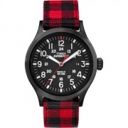 Timex Expedition Scout Metal - Red Buffalo Checker Nylon Strap/Black Dial