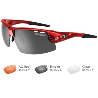 TIFOSI OPTICS Tifosi Crit Interchangeable Metallic Red Sunglasses - Smoke/AC Red™/Clear TIFOSI OPTICS Tifosi Crit Interchangeable Metallic Red Sunglasses - Smoke/AC Red™/Clear