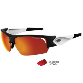 TIFOSI OPTICS Tifosi Lore SL Black/White Single Lens Sunglasses - Smoke Red TIFOSI OPTICS Tifosi Lore SL Black/White Single Lens Sunglasses - Smoke Red