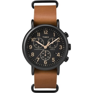 Timex Weekender® Chrono Oversized Watch - Black Dial/Brown Strap Timex Weekender® Chrono Oversized Watch - Black Dial/Brown Strap