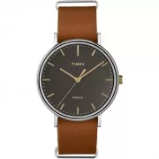 Timex Weekender&reg; Fairfield 41mm Slip-Thru Watch - Black/Brown Leather