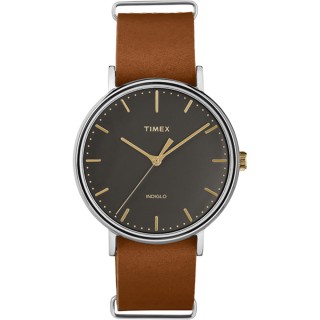Timex Weekender® Fairfield 41mm Slip-Thru Watch - Black/Brown Leather Timex Weekender® Fairfield 41mm Slip-Thru Watch - Black/Brown Leather