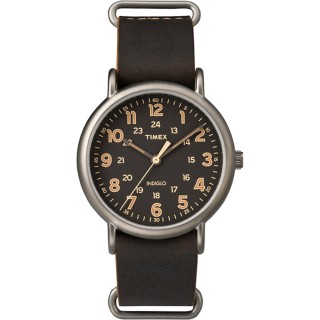 Timex Weekender&reg; Oversized Slip-Thru Watch - Black Dial/Dark Brown
